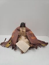Vintage Native American Iroquois Cherokee Clay & Corn Husk Seated Skookum Doll picture