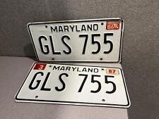 Set of 2 Vinatge Maryland License Plates-1986-87-10 picture