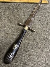 Antique Memento Mori Dagger Knife Skull And Cross Bones 5” Blade Bakelite Handle picture