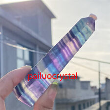1pc Natural rainbow fluorite obelisk quartz crystal wand point Gem Healing 100g+ picture