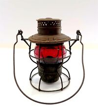 Vintage Adams & Westlake PRR Railroad Lantern with RED Adlake Kero Globe picture