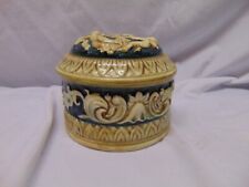 Vintage ceramic Morikin Ware covered bowl / jar blue Angel design from Japan picture