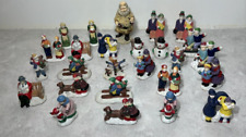 Lot of 26 Christmas Village Figurines Winter Scene Holidays Santa Children picture