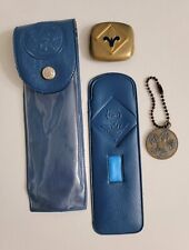 Vintage Boy Scout Comb Case, Pocket Knife Holder.  Keychain, Neckchif Slide picture