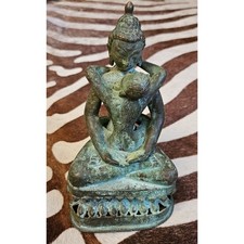 Antique 8 inch Tibetan Yab-Yum Bronze Handmade Statue Shakti Buddha Fertility picture