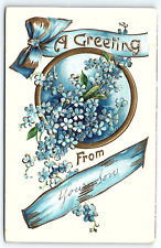 c1910 A GREETING FROM YOUR SON FLORAL EASTER UNPOSTED EMBOSSED POSTCARD P3273 picture