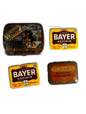 Vintage Aspirin Tin Lot Bayer St Joseph Snuff Box Metal Advertising Case picture