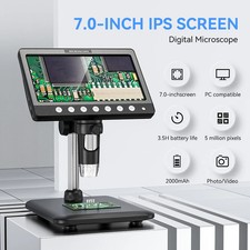 7" IPS Screen Digital Microscope 5MP 1200X Photo & Video Microscope 8 LED Lights picture