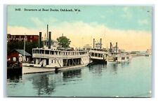 Postcard Steamers at Boat Dock, Oshkosh WI 1913 U10 picture