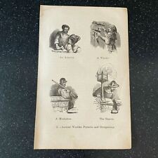 1877 Ancient Warlike Pursuits Occupations Armorer Musketeer Warder Vintage Print picture