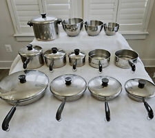 21 PC VINTAGE REVERE WARE STAINLESS STEEL COPPER CLAD POT PAN SET ALL SIZES LIDS picture