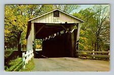 Boston Township OH, Everett Road Covered Bridge, Ohio Vintage Postcard picture