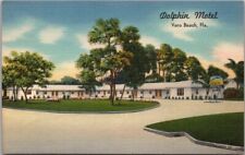 VERO BEACH, Florida Postcard DOLPHIN MOTEL Route 1 Roadside Linen c1950s Unused picture