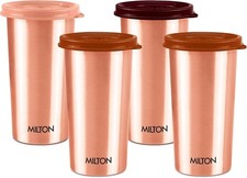 MILTON Copper Drinking Water Tumbler with Lid, Set of 4, 480 ml Each, Copper picture