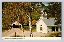 Stark NH-New Hampshire, Famous Church And Bridge, Antique, Vintage Postcard picture