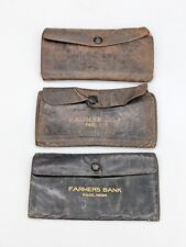 Vintage Leather Farmers Bank Checkbook Registers With Records from 1919 picture