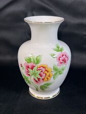 VTG. HOLLOHAZA HUNGARY FOLK FLORAL BUTTERFLY DESIGN HAND PAINTED 6’’ VASE picture