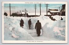 Postcard Winter Scene Calumet Michigan 1947 picture