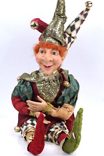 Vintage Mark Roberts Holiday Elf Jester Pixie Poseable Shelf Sitter 17