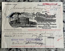 1901 Carbon Dioxide Magnesia Co Billhead CONNELLSVILLE PA BREWERY Pittsburg Beer picture