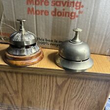 2x Table Desk Bell Antique Vintage Brass Hotel Service Ornate Reception Counter picture