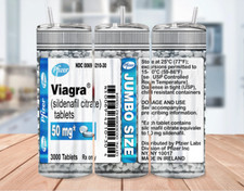 Viagra 3000 Pills Wrap Design Skinny Stainless Steel Tumbler With Straw 20 Ounce picture
