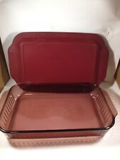 Vintage PYREX Cranberry Purple Ribbed Casserole Glass 233 with Lid picture