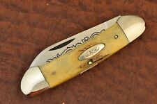 CASE XX USA 3 DOT 1977 BLUE SCROLL STAG CANOE KNIFE 52131 SS NICE (16279) picture