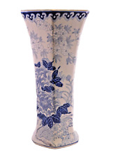 Vintage Chinese Blue & White Hexagonal Vase 10