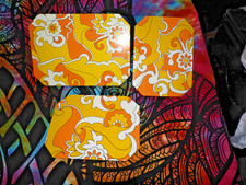 1960s psychadelic Pattern Stove and Counter Mat set of 3 Ballonoff Yellow Orange picture