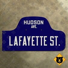 New York Brooklyn Lafayette Street Hudson Avenue humpback road sign 22x12 picture