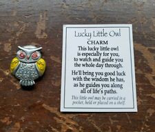 Yellow Lucky Little Owl Pocket Charm with Card - Good Luck Token Ganz ER26775 VL picture