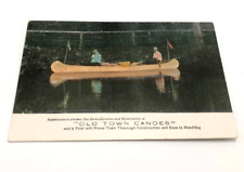 Old Town Canoes Maine USA Men in Canoe on Lake Advertising Trade Postcard c1910 picture