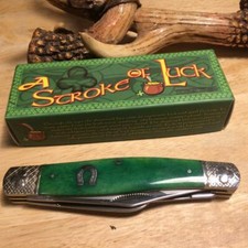Rough Ryder Stroke of Luck Green Smooth Bone Stockman 4 1/4" Pocket Knife RR1057 picture