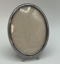 Vintage Oval Bubble Convex Glass Picture Frame Easel Footed 3x4 Silver picture