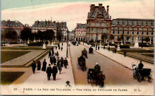 Vtg 1910s La Rue Des Tuileries Pavillon De Flore Paris France Postcard picture