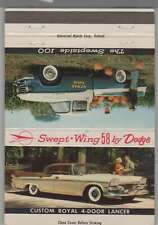 Matchbook Cover - 1958 Dodge Auto Dealer - H.H. Markley Motors Loveland, CO picture