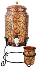 Copper Handmade Copper Matka Mette Look Hammer with Paisley White Print 5 Liter picture