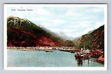 Skagway AK-Alaska, Scenic View Of City, Harbor, Mountains, Vintage Postcard picture