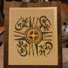 Vintage Native American Sand Art Navajo Creation of Life Forces picture