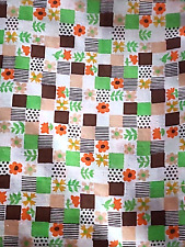 Vintage 70's MCM Cotton Fabric Orange Green Brown Checked 10 yards x 45