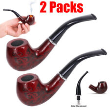 2PCS Durable Wooden Wood Smoking Pipe Tobacco Cigarettes Cigar Pipe For Man Gift picture