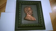  FRAMED ANTIQUE COPPER PLATED TIN-NONMAGNETIC  PROFILE RELIEF ABRAHAM LINCOLN  picture