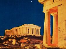 Vintage Postcard, ATHENS, GREECE, 1973, The Parthenon Greek Temple At Night picture
