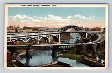 Cleveland OH-Ohio, High Level Bridge, Cuyahoga River, Vintage Souvenir Postcard picture