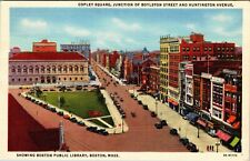 Vintage Postcard Boston Public Library Copley Square Street Scene Massachusetts picture
