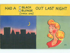 Pre-Linen risque PRETTY BLONDE GIRL - HAD A BLONDE OUT LAST NIGHT k3683 picture