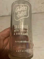 Vtg Charles Antell Shampoo Bottle W/Lanolin & Hormones 16oz 50s Controversial Ad picture