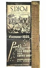 Antique St Paul Minn Advertising Matchbook Port's Gilbert Tea Room Coffee 1930s picture