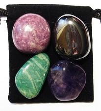 ADD / ADHD RELIEF Tumbled Crystal Healing Set = 4 Stones + Pouch + Description picture